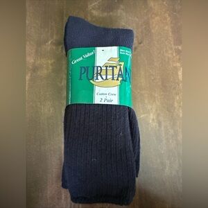 VTG Puritan Cotton Crew Sock‎ Size 10-13 / Shoe Size 7 1/2-12 Black 2 Pair
